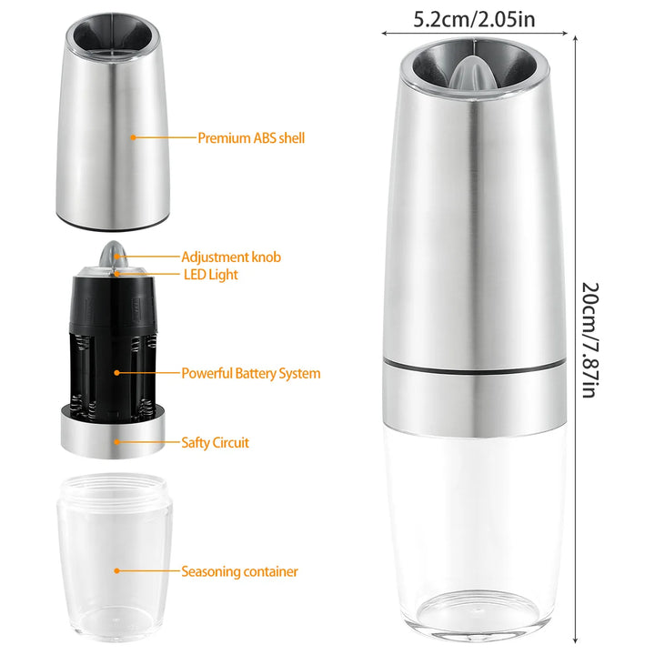 Automatic Electric Gravity Induction Salt & Pepper Grinder